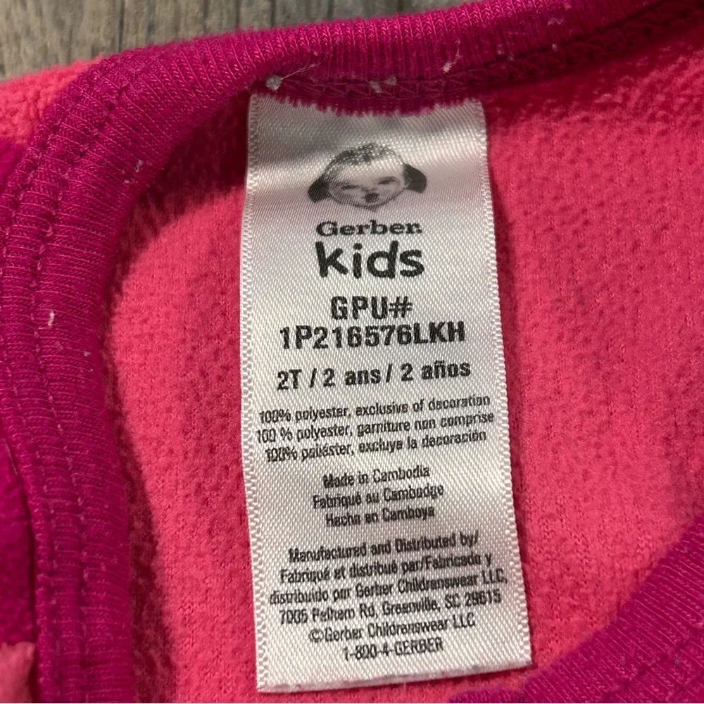 Gerber Toddler Girl Loose Fit Fleece‎ Footed Pajamas Size 24 Months 2T Lot Of 4